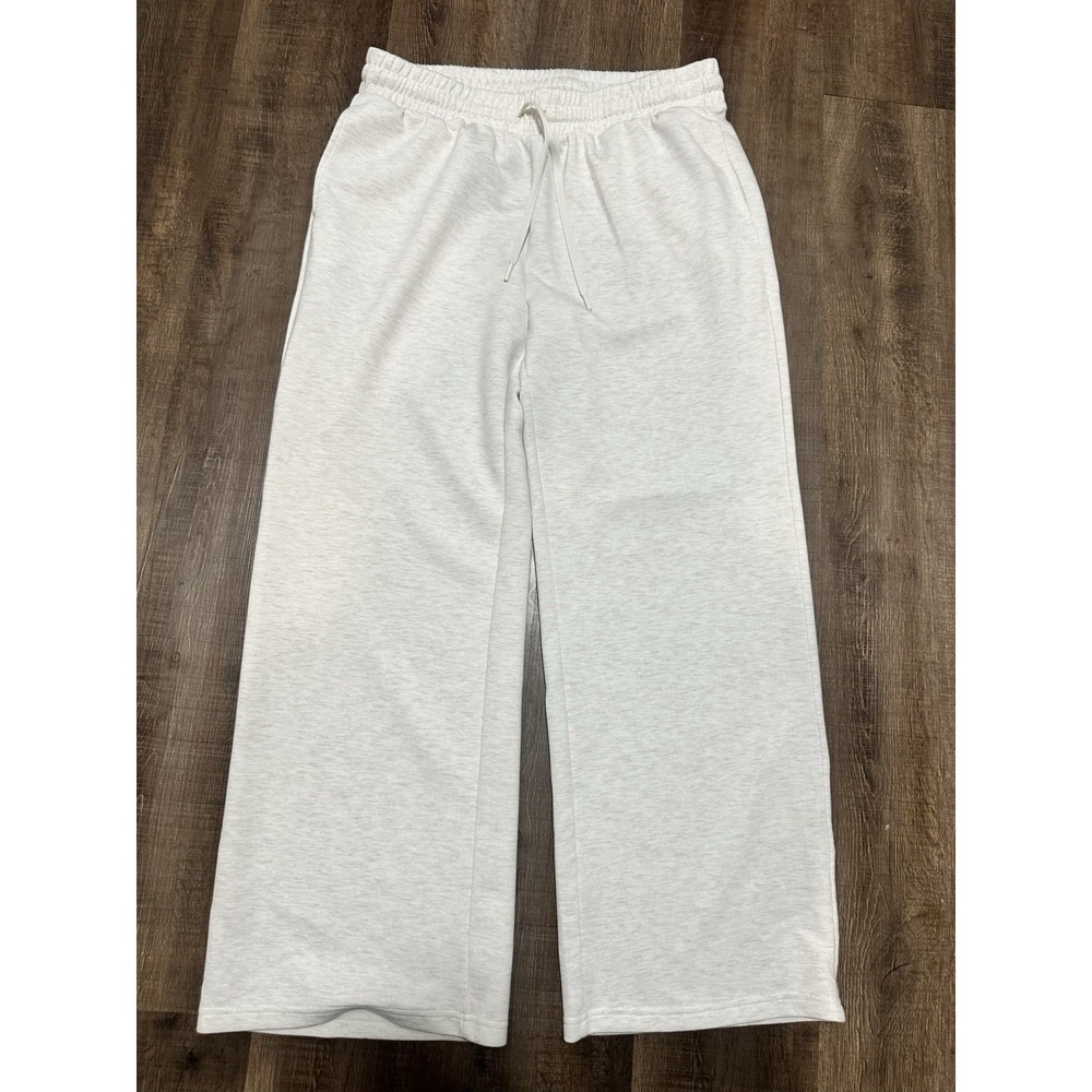 Women’s Wide-Leg Drawstring Sweatpants in Light Gray